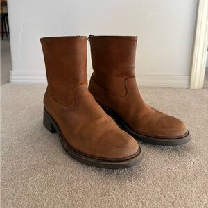 Brown Leather Ankle Boots Size 9.5
